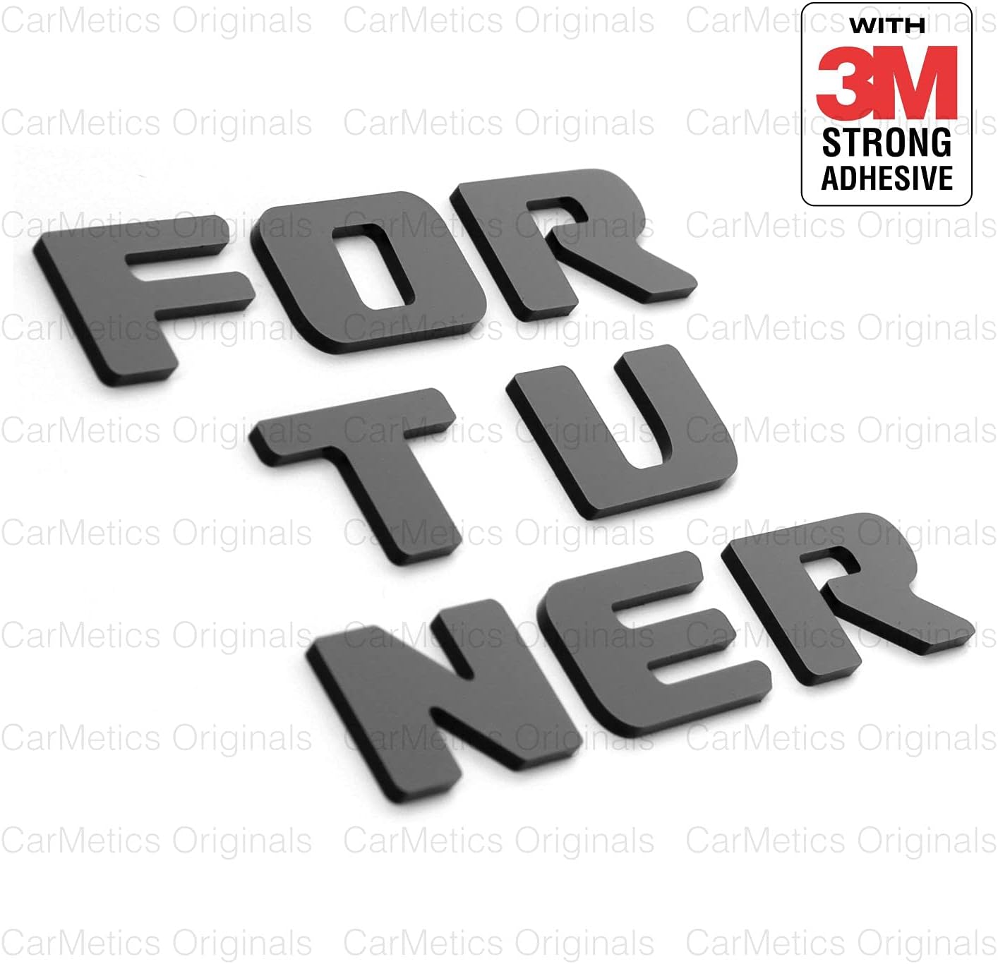 CarMetics FORTUNER 3D Letters (3D Sticker 3D Logo 3D Emblem for car Bonnet Accessories) - Glossy Black - Set of 1 - with Strong 3M Adhesive