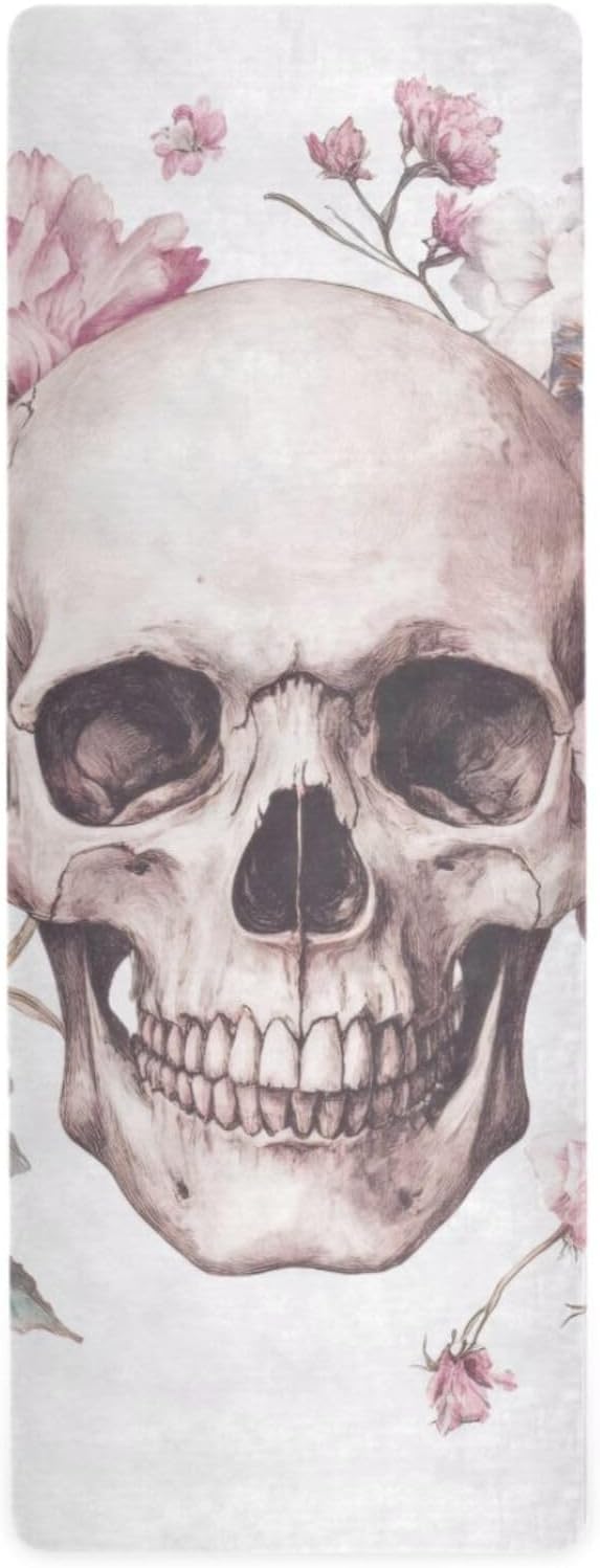 Yoga Mat Sugar Skull Non Slip Fitness Exercise Mat Extra Thick Yoga Mats for home workout, Pilates, Yoga and Floor Workouts 71 x 26 Inches
