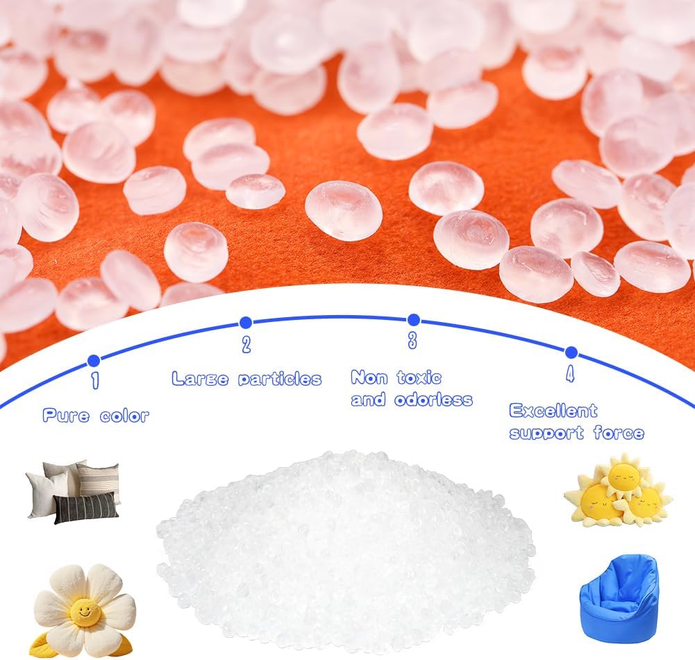 17.6oz Stuffing Beads Plastic Pellets for Filling, Poly Pellets Stuffed Beads, Transparent Weight Filled Bead for Filling Cloth Art DIY, Beanbag Crafts
