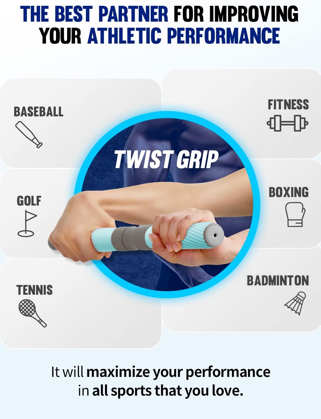 GD Twist Grip Adjustable Resistance Bar for Wrist Strength, Relieves Tendonitis Pain & Improve Grip Strength, Forearm Strength Trainer, Hand Exerciser Bars, Wrist and Elbow Strengthener, Multi-Flex