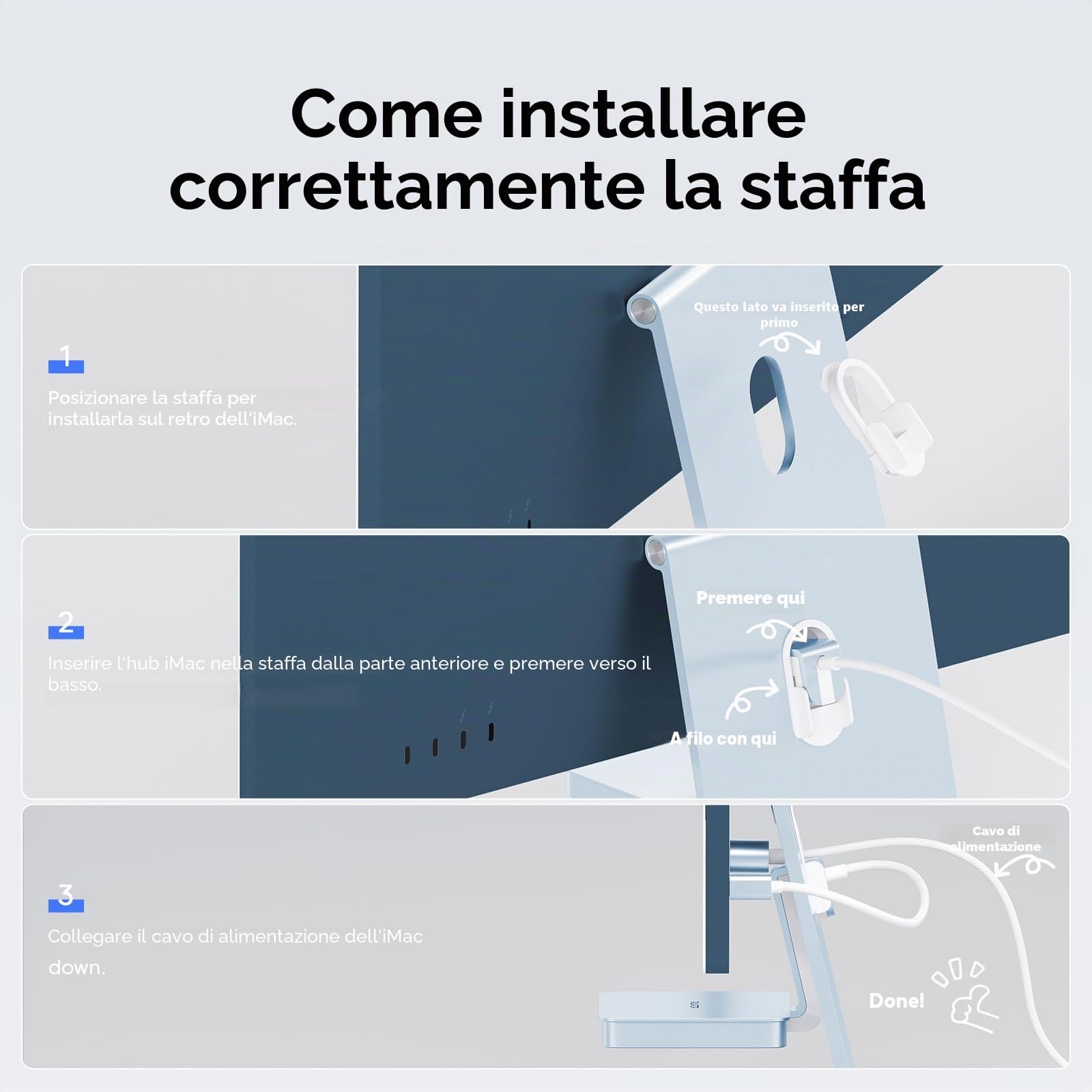 USB C Hub per iMac M1/M3/M4, iMac Accessori per iMac 2021/2023/2024, iMac Hub USB con USB A/C 10 Gbps, SD/TF per iMac 24" e Display Studio 27", iMac Hub Blu (senza custodia SSD)