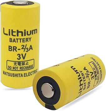 2 Pack BR-2/3A BR-2/3ASSP 3V 1200mAh PLC Lithium Battery, Replacement for Panasonic BR-2/3A FANUC A98L-0031-0006 2 Count