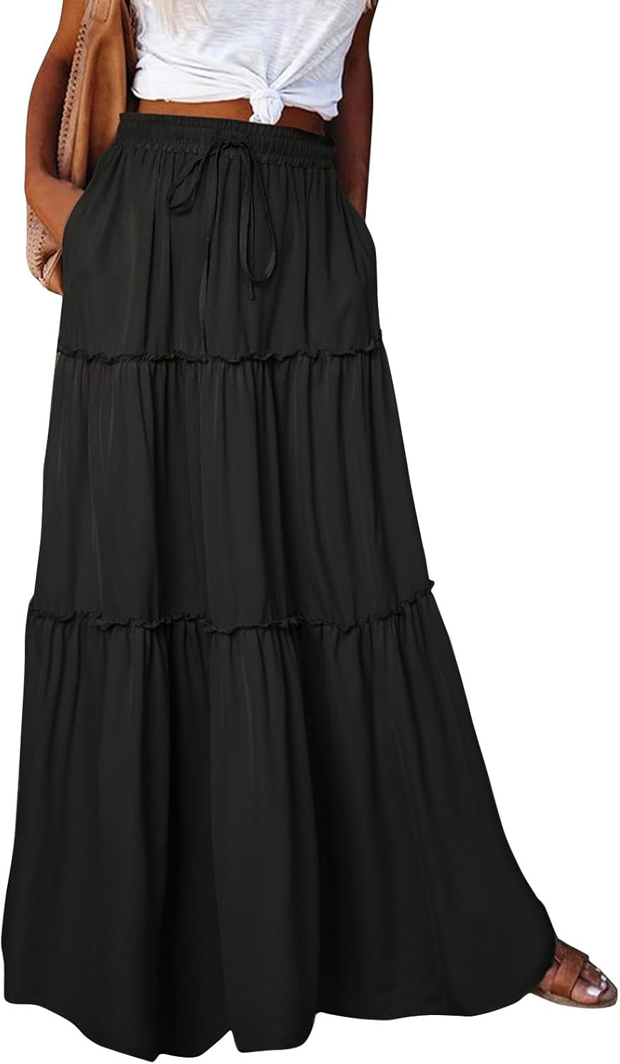 Perfee High-Low Elastic Waist Skirt