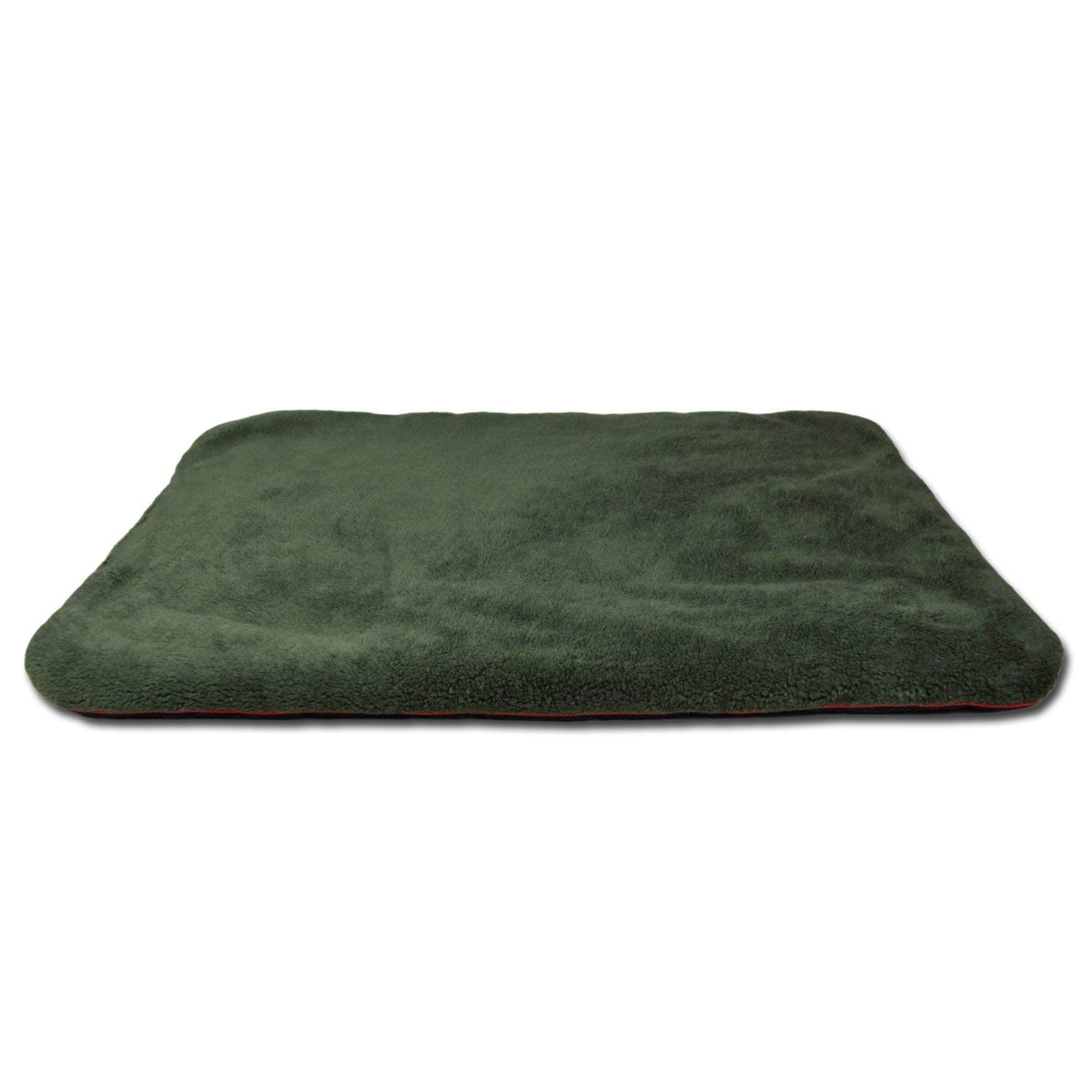 Romneys Petbed - Hundedecke Faserpelz | Robustes Material | Isolierende Thermo-Decke | Waschbar | rutschfest | 70 x 100 cm, Oliv