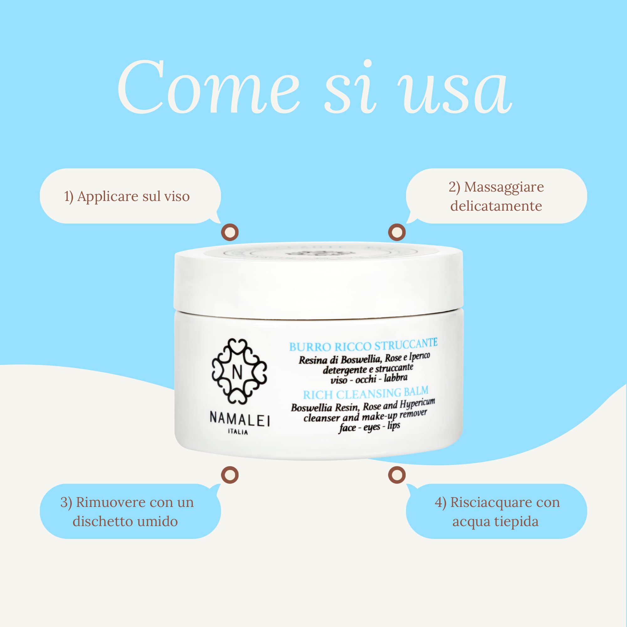 Burro Ricco Struccante Resina di Boswellia, Iperico e Rose, Detergente Viso Occhi e Labbra, 200 ML