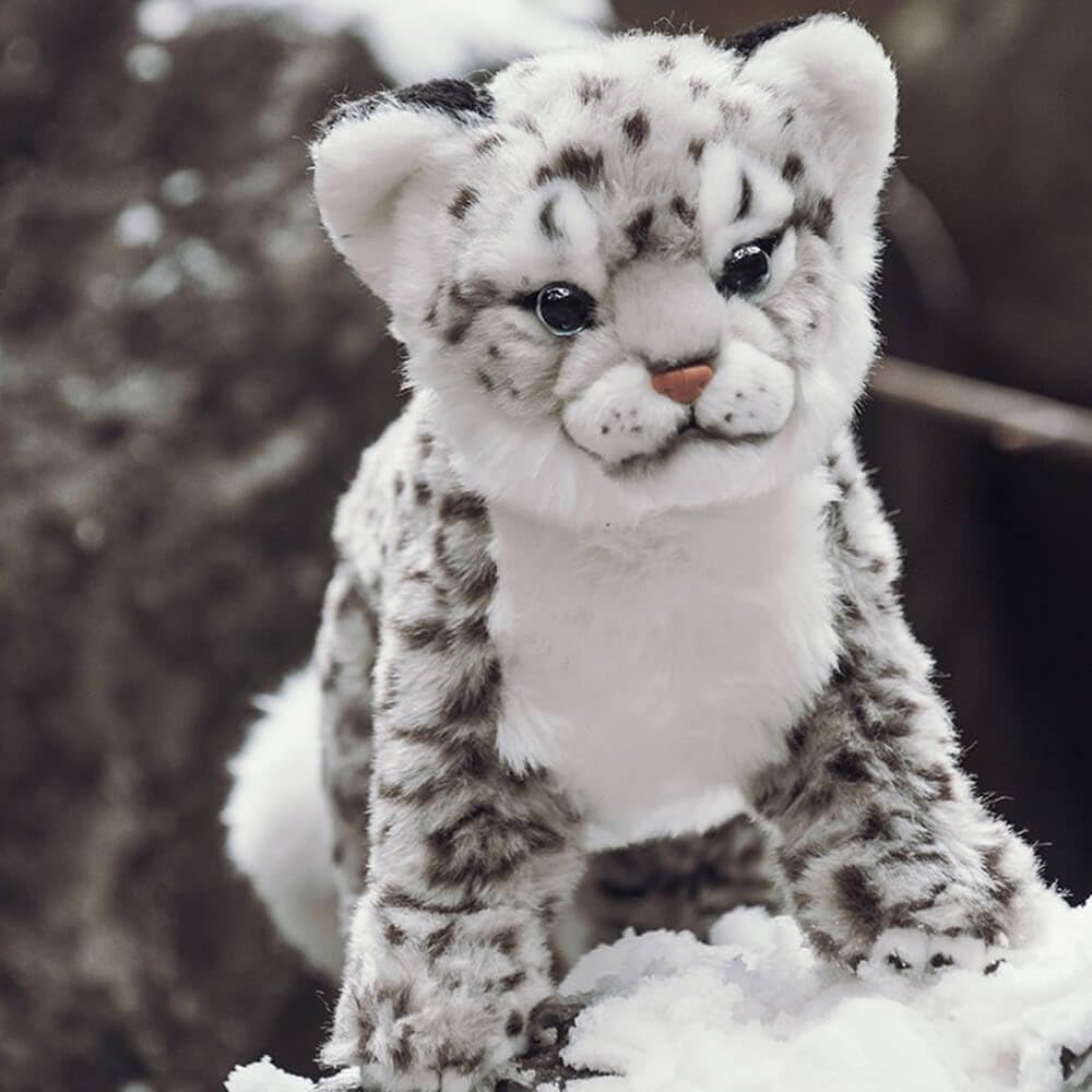 PuffPurrs Snow Leopard Stuffed Animals Plush Toy, 18 Inches Realistic White Leopard Plushies - Image 3