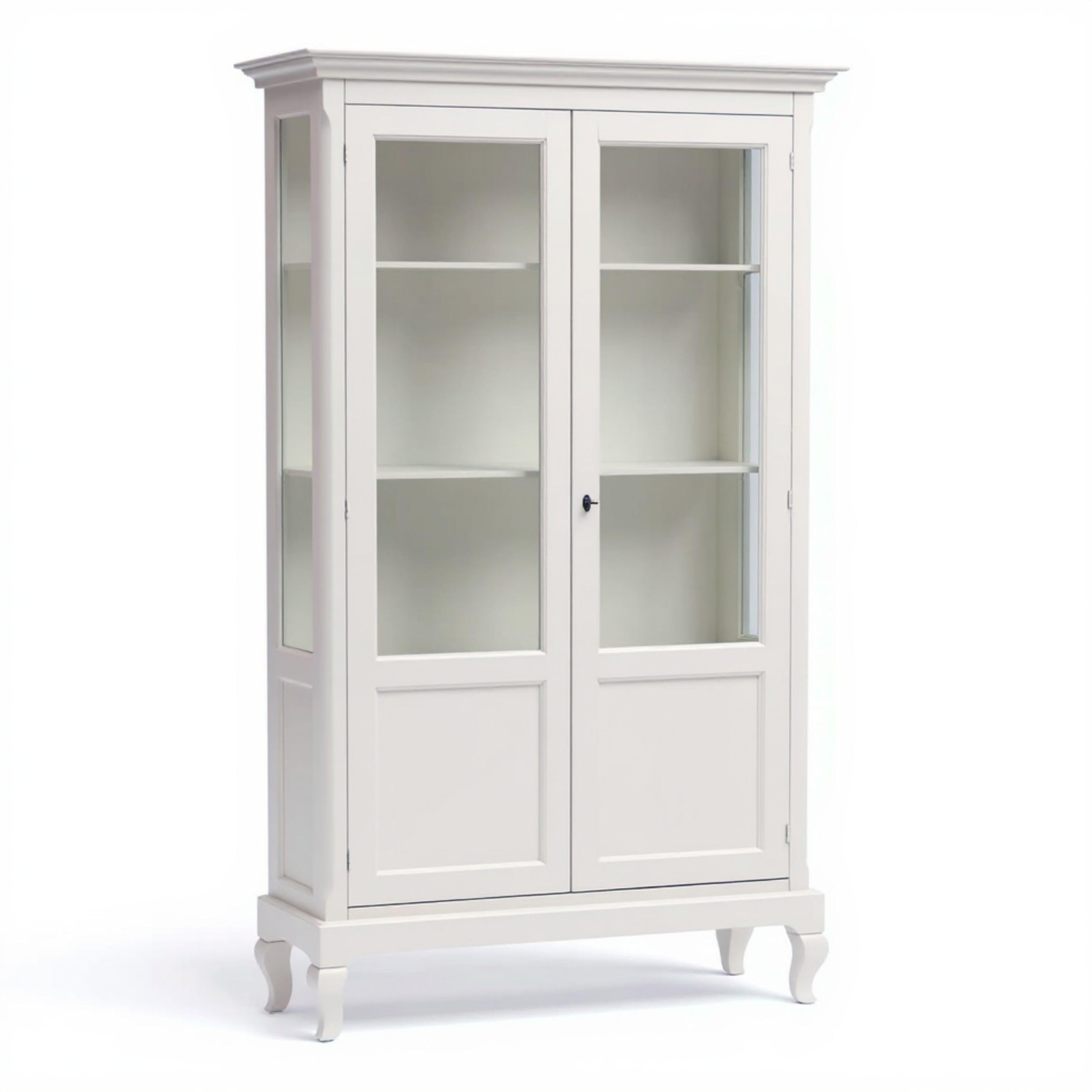 Mar.c.a. Design - Vetrinetta Arte Povera in Legno 126x44x207 cm - 2 Ante Vetro con Piedini - Made in Italy