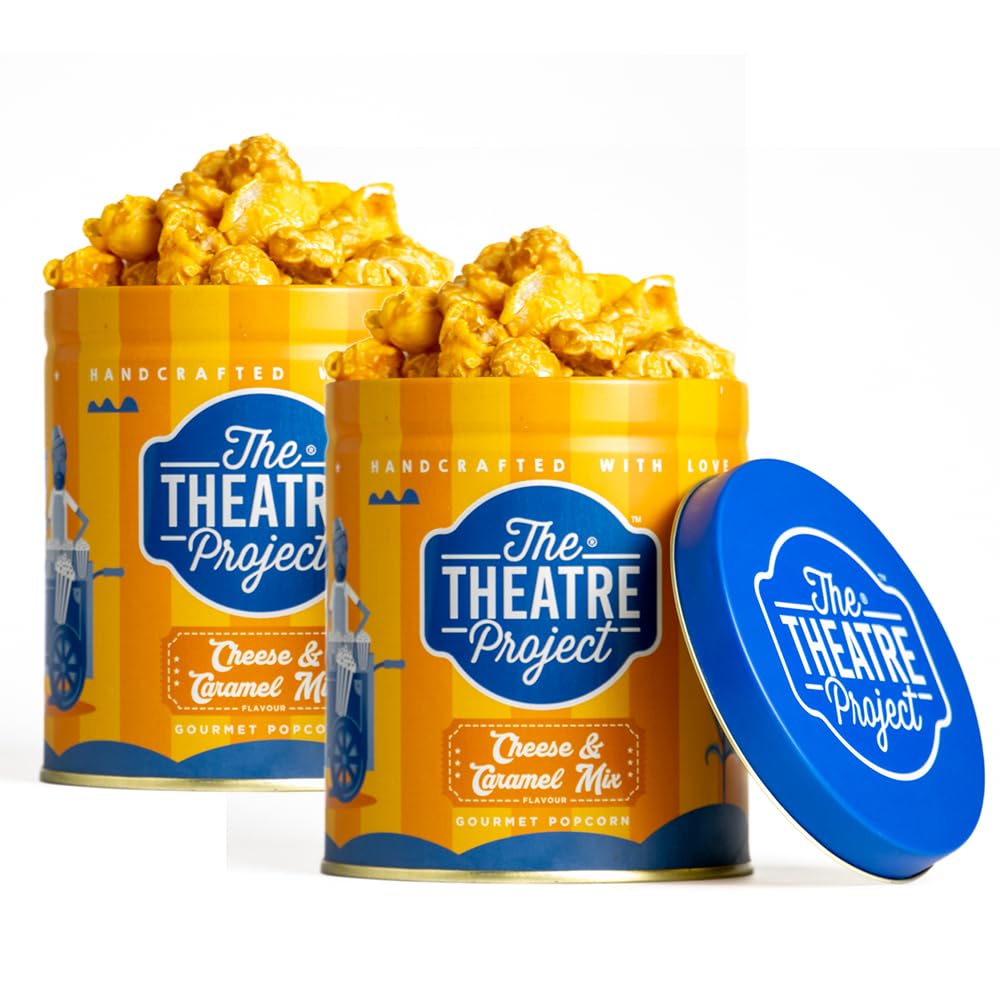 The Theatre Project Cheese & Caramel Mix Popcorn Tin - Gourmet Savory Cheddar Cheese and Sweet Caramel Flavors - Perfect Snack for Movie Nights and Special Occasions - (Pack of 2) (B0DBZYWF53) Amazon Price History, Amazon Price Tracker