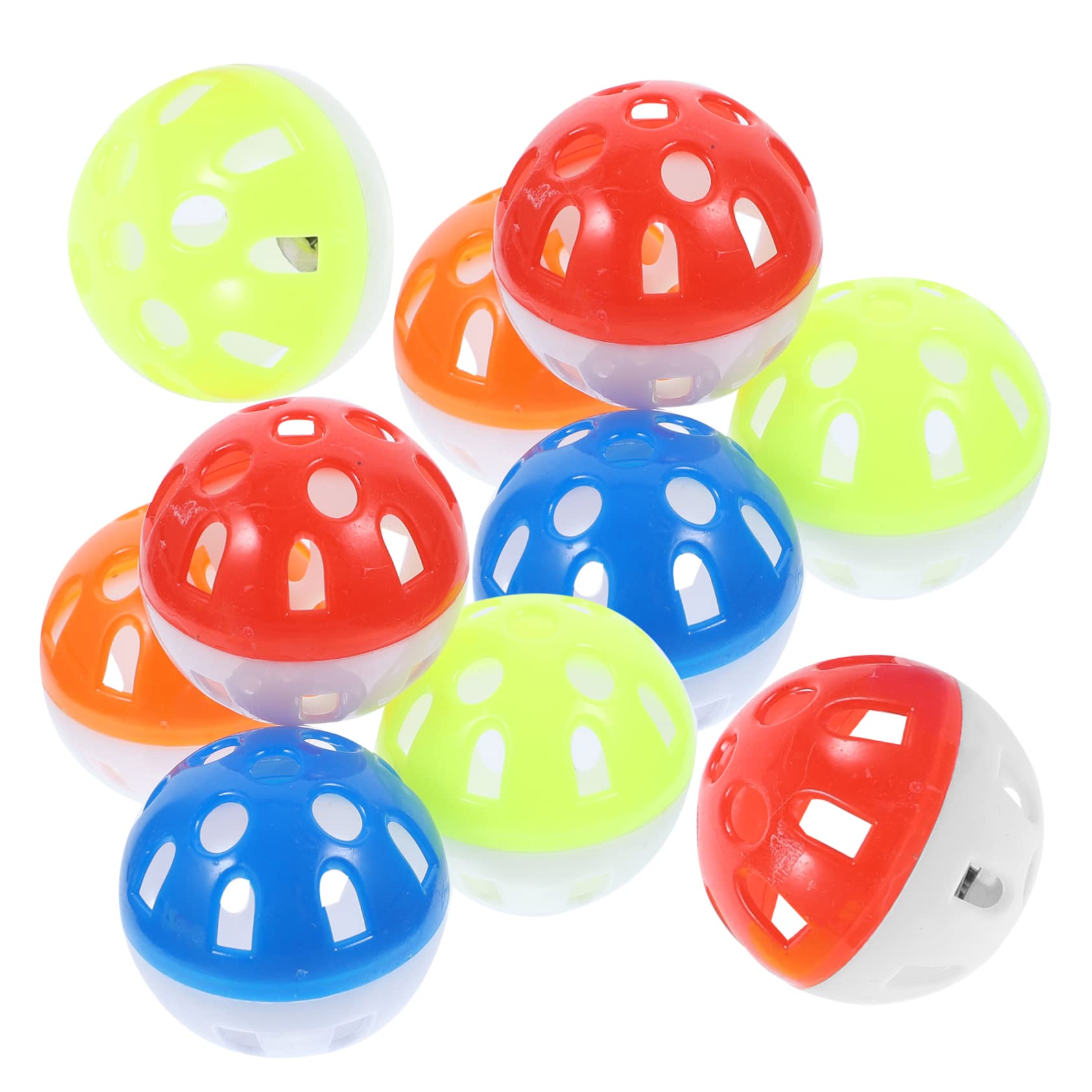 POPETPOP 20pcs Parrot Chew Bell Balls Bird Cage Toy Claw Grinding Foraging Bird Toys Hollow Plastic Bell Balls for Parrots Random Colour