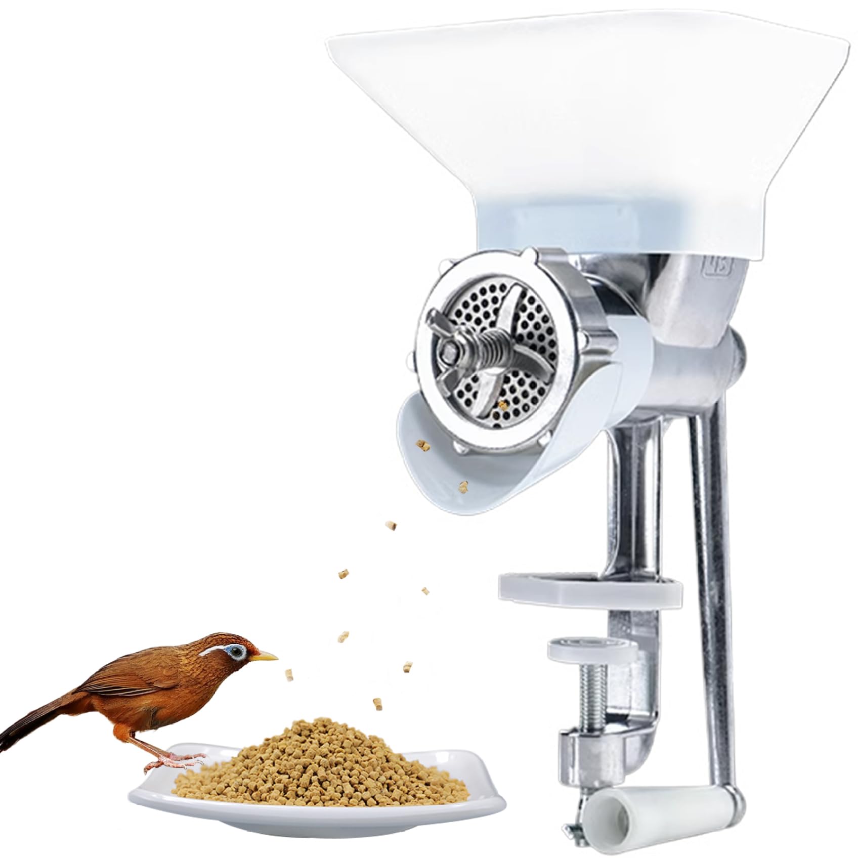 Máquina de pellets Molino de pellets manual de 2, 5 mm con manivela Fabricante de boca ancha con salida ampliada Máquina de alimentación animal con clip lavable para gatos, perros, pájaros y peces