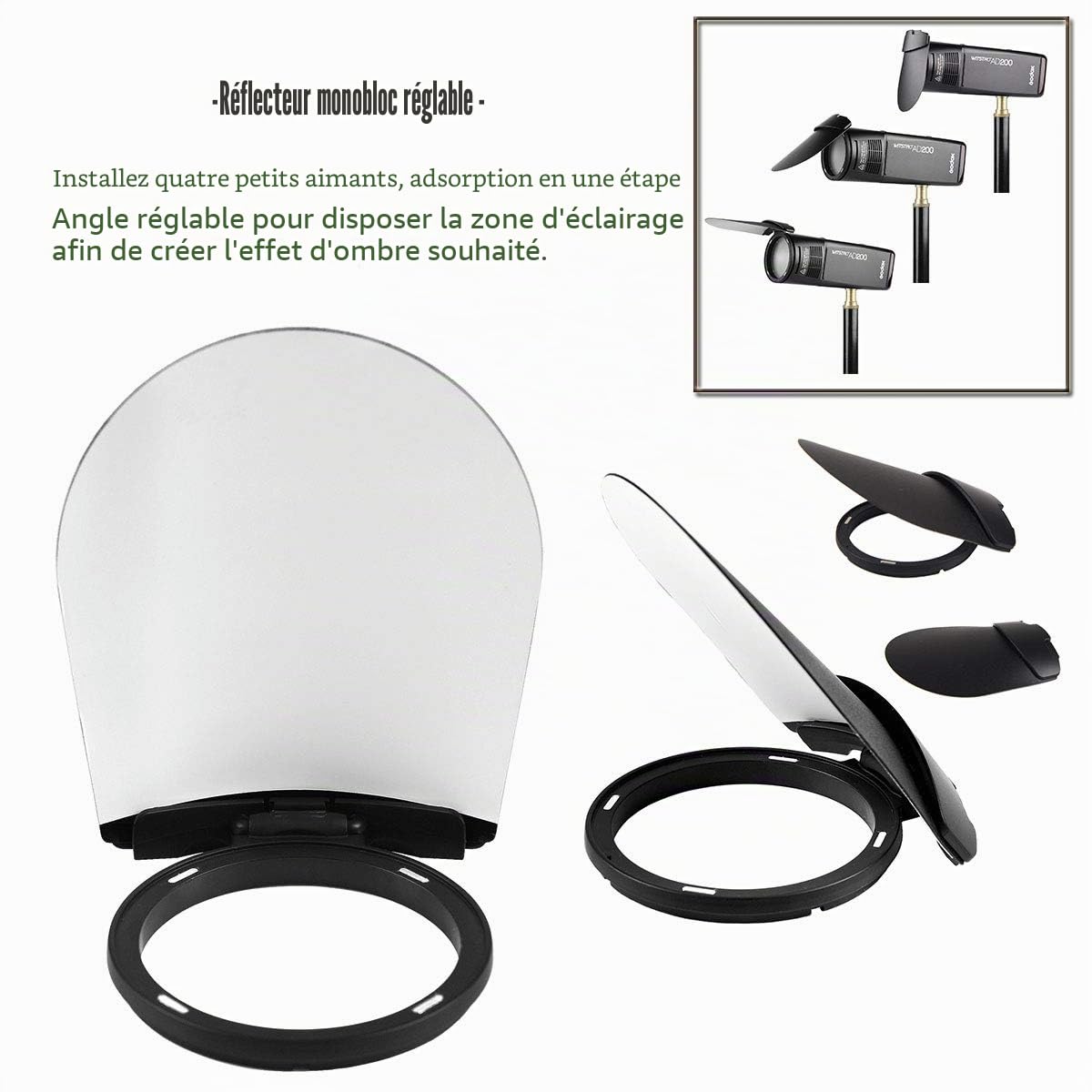 Godox AK-r1 AD200 Tête Ronde kit d'accessoires magnétique Port pour Godox H200r Séparation Extension Tête AD200 Pocket Flash
