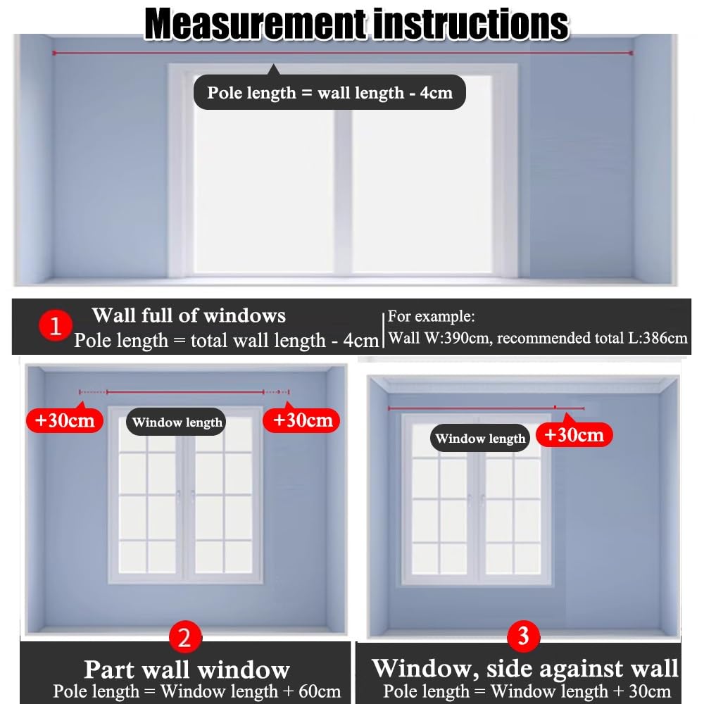 Generisch Vorhang Gardinenstange Belastbare Vorhangstangen-Set 1-läufig Vorhangstangen 100-300cm Aluminium-Legierung Vorhangschiene(Schwarz,1.7m)