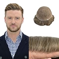 Vista 68 de Toupee para hombres, pieza de cabello completo suizo de encaje para hombre, sistema de reemplazo de cabello humano real para hombres, nudos