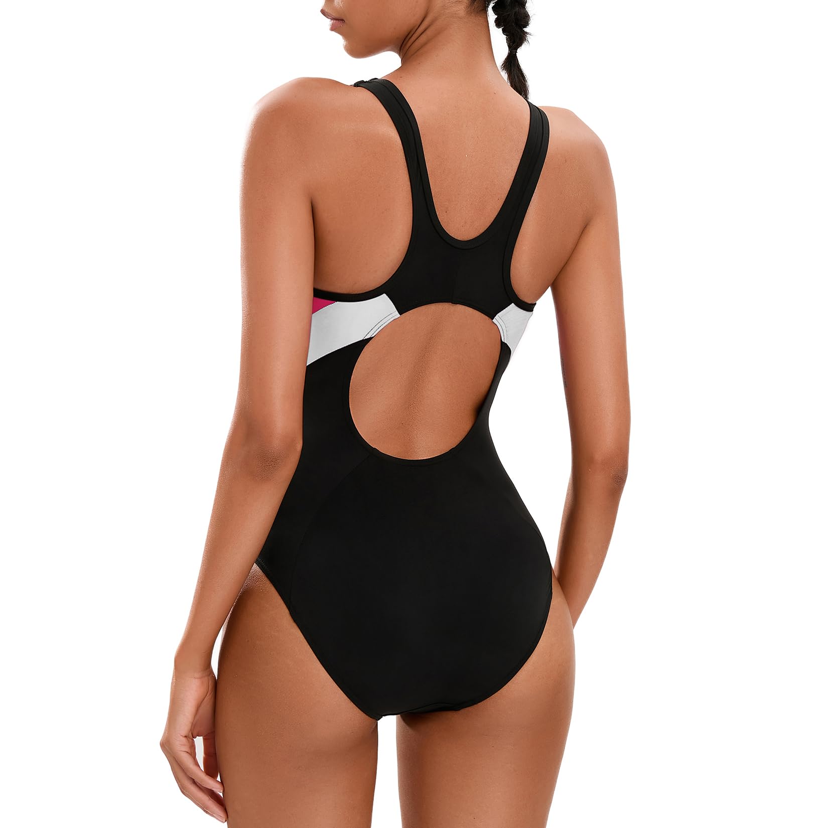 Veranobreeze Costume da Bagno da Donna Costume da Bagno di Un Pezzo Nero Atletico Costume da Bagno Modesto