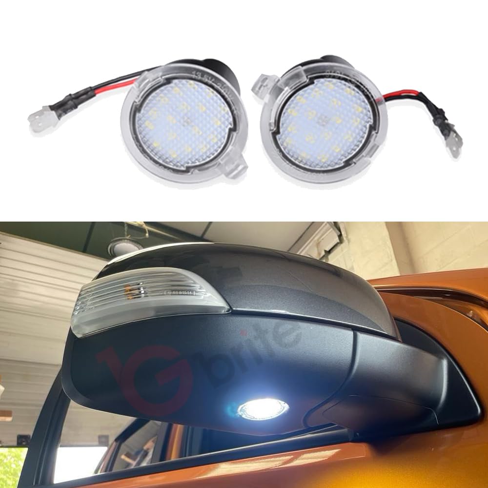 2x 18 SMD LED Under Mirror Puddle Light Fits Ford Ranger, Ford Edge Mondeo Mustang 6000K White Canbus Error Free Units