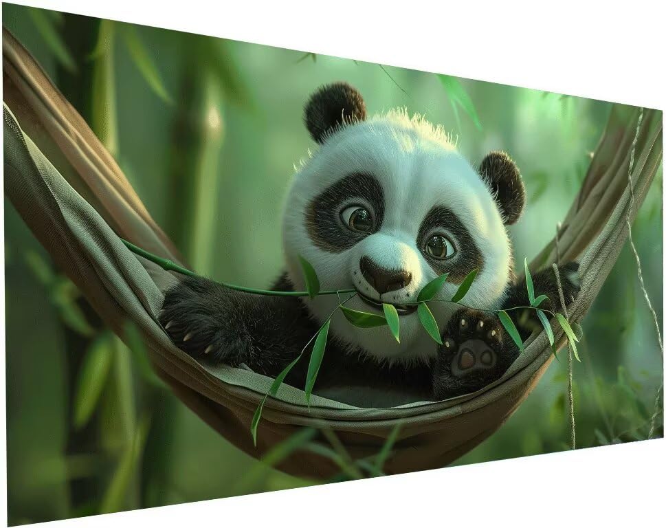 Diamond painting panda géant 60x120 cm pour décoration de salon moderne