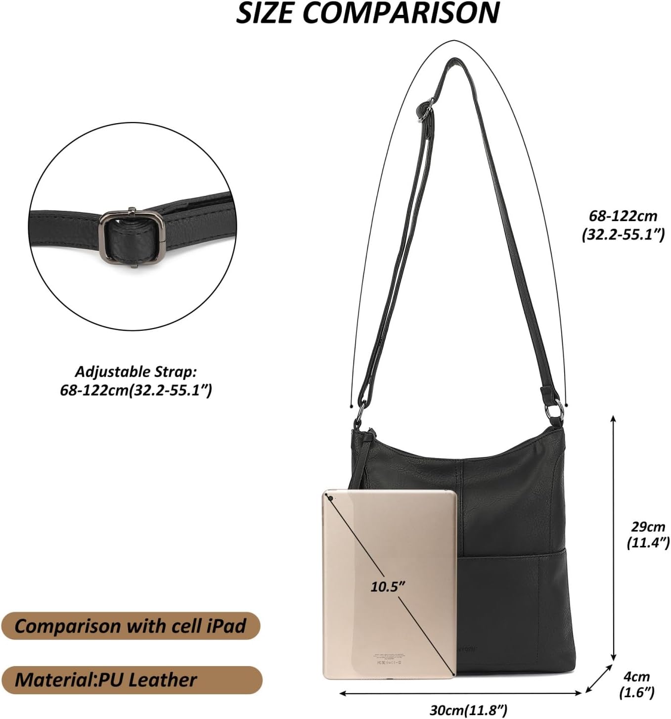 TANTOMI Crossbody Bags Handbags for Women Vegan Leather Purse and Shoulder Bag with Adjustable Shoulder Strap - Image 3