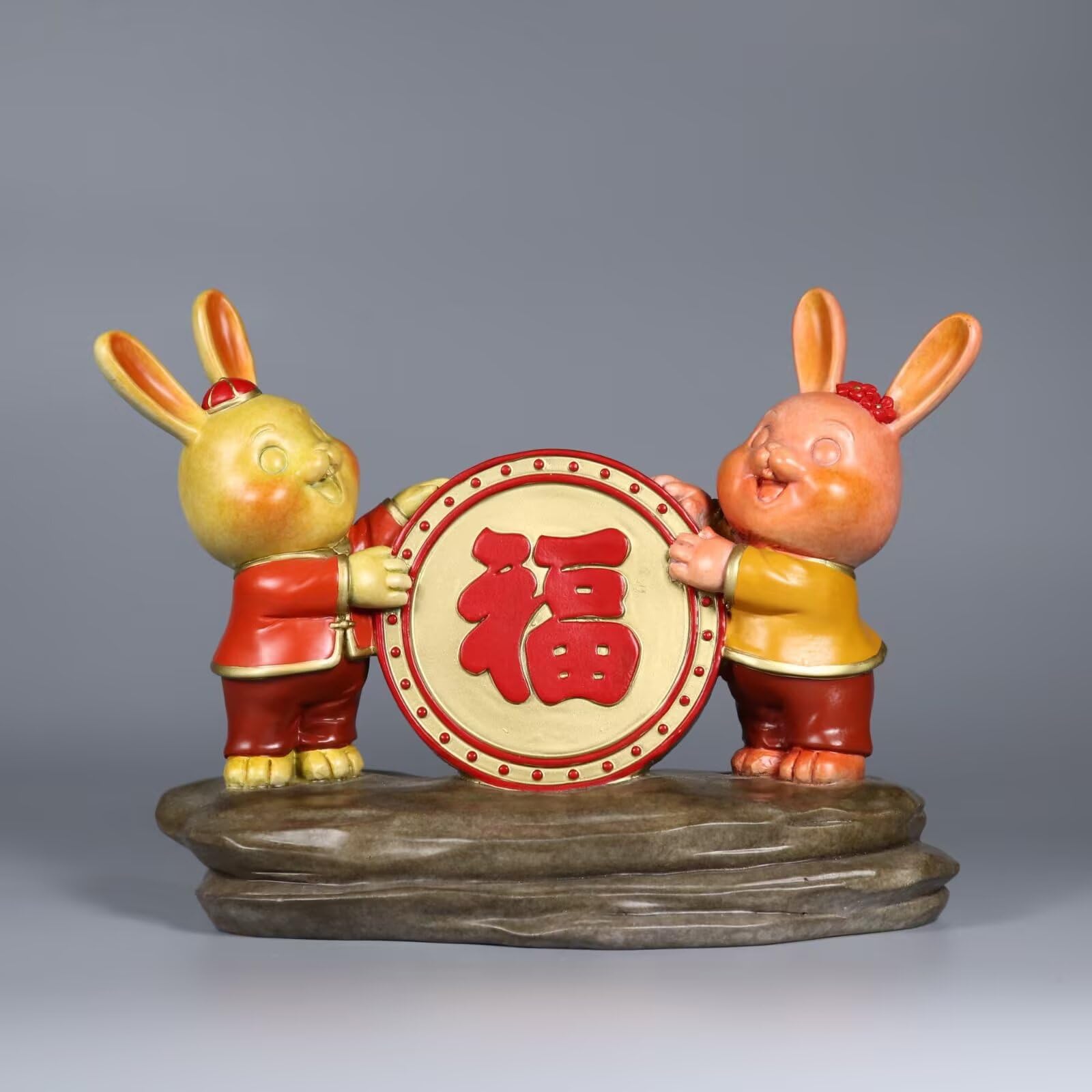 Dytartzx Pure Copper Rabbit Statue, Rabbit boss Sculpture, Home Decoration, Zodiac Rabbit Mascots
