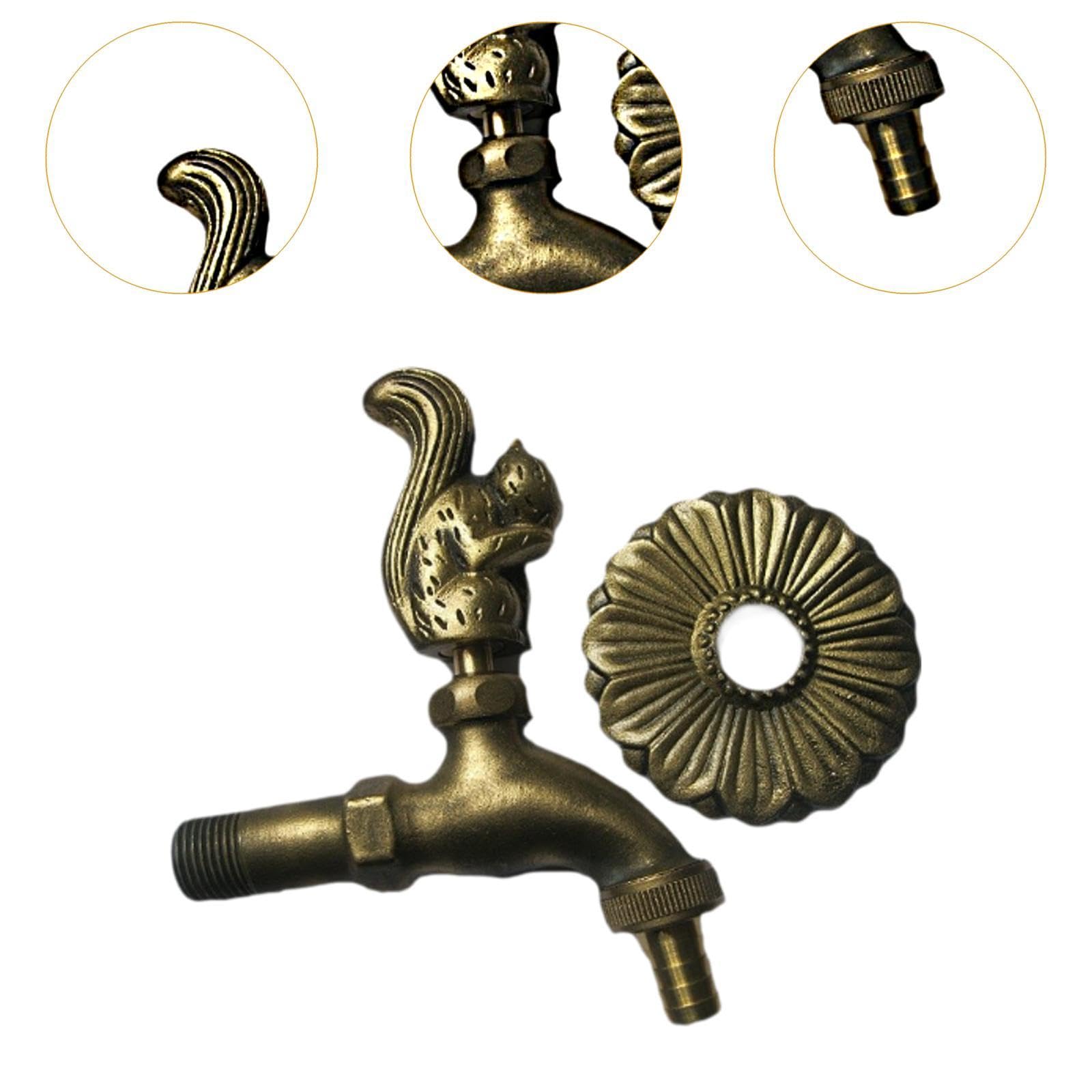 Homyl Rubinetto da Giardino Decorativo per Esterni, Lavanderia, Doccia, Statua di Scoiattolo