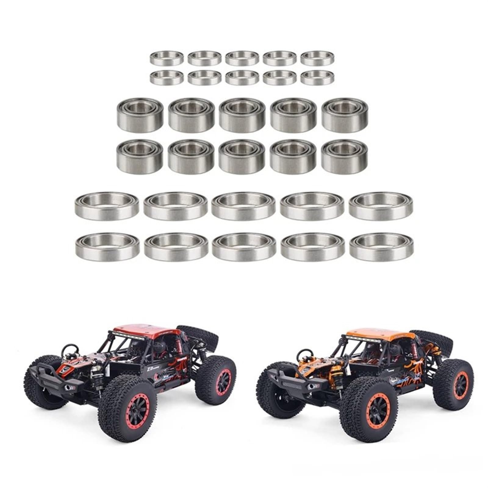Cojinetes Maquetas RC Compatible con ZD para Carreras DBX-10 10421-S 9102 1/10 RC Piezas De Repuesto De Actualización De Coche 30 Uds Juego De Rodamientos De Bolas De Acero