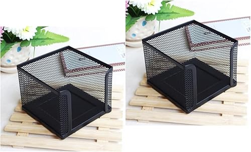 Miniatura 7 de Operitacx 2 piezas de soporte de papel de malla metálica cuadrado accesorio de escritorio para oficina en casa organizador de alambre negro para