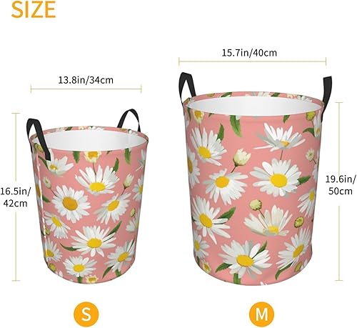 Miniatura 3 de AFHYZY Daisy - Cesta de lavandería plegable grande con asas, cesta de almacenamiento redonda de fácil transporte, canasta de ropa sucia, cesta de