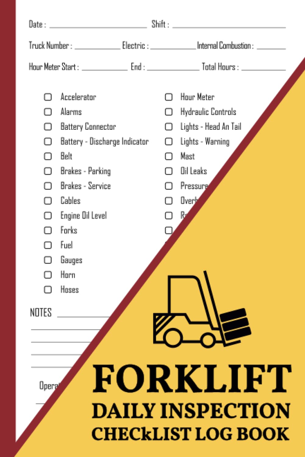 Buy Forklift Daily Inspection Checklist Log Book Safety & Maintenance