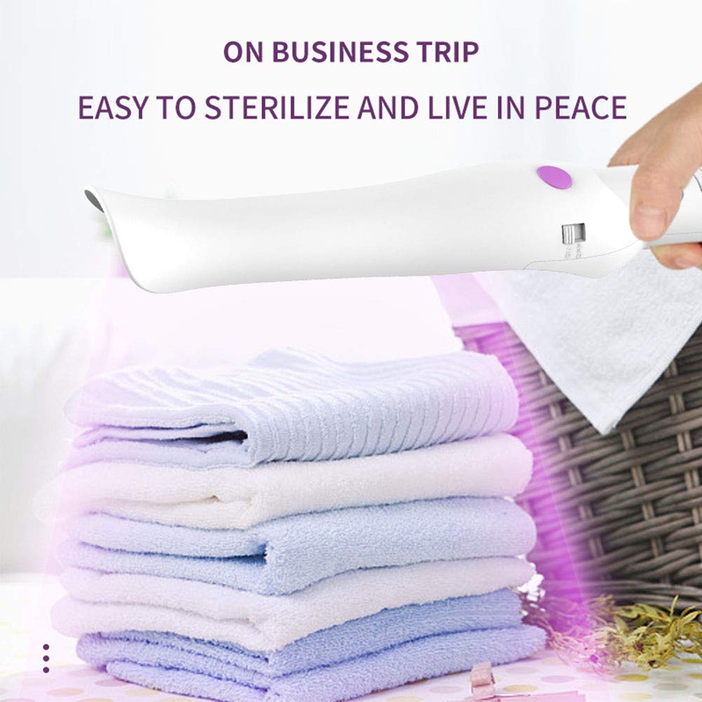 Lámpara de desinfección portátil UVC Varita desinfectante de viaje con luz UV, lámpara de esterilización UV portátil para mascotas, hogar, oficina, hotel, automóvil,Gris