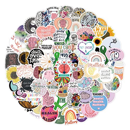 Cobee Aufkleber zum Bewusstsein für psychische Gesundheit, mehrfarbig, wasserdicht, für Laptop, Koffer, Computer, Auto, Krankenschwester, Teenager, 100 Stück