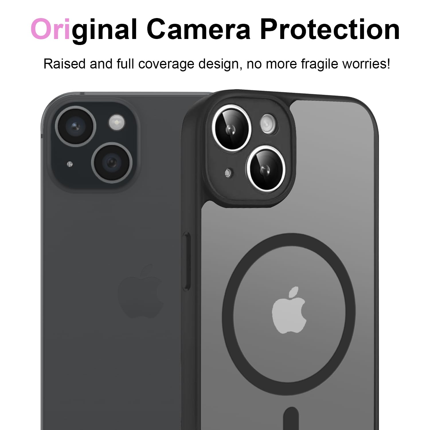 Yohii 3 in 1 Magnetica Cover per iPhone 15 con 2 Pezzi Vetro Temperato [Protezione Fotocamera
