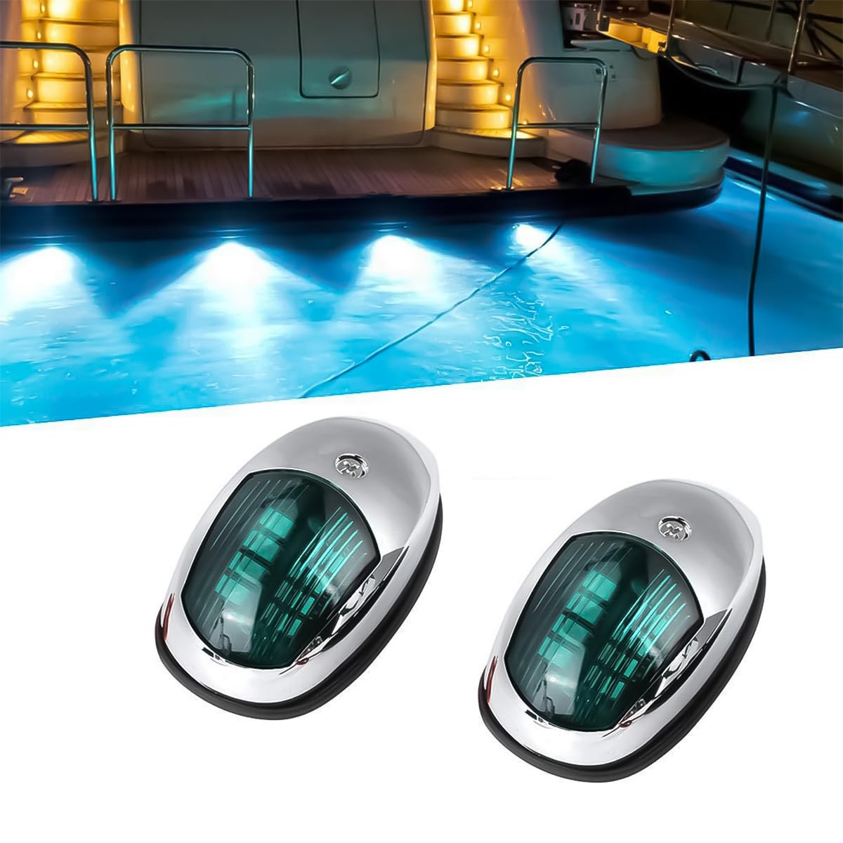 2pcs 12V Marine Rouge Et Vert LED Feu De Navigation, Feu De Navigation Étanche Vert Tribord Rouge Port Lumière, Monté Latéral, Peut Accueillir Jusqu'à 20 Mètres De Bateau