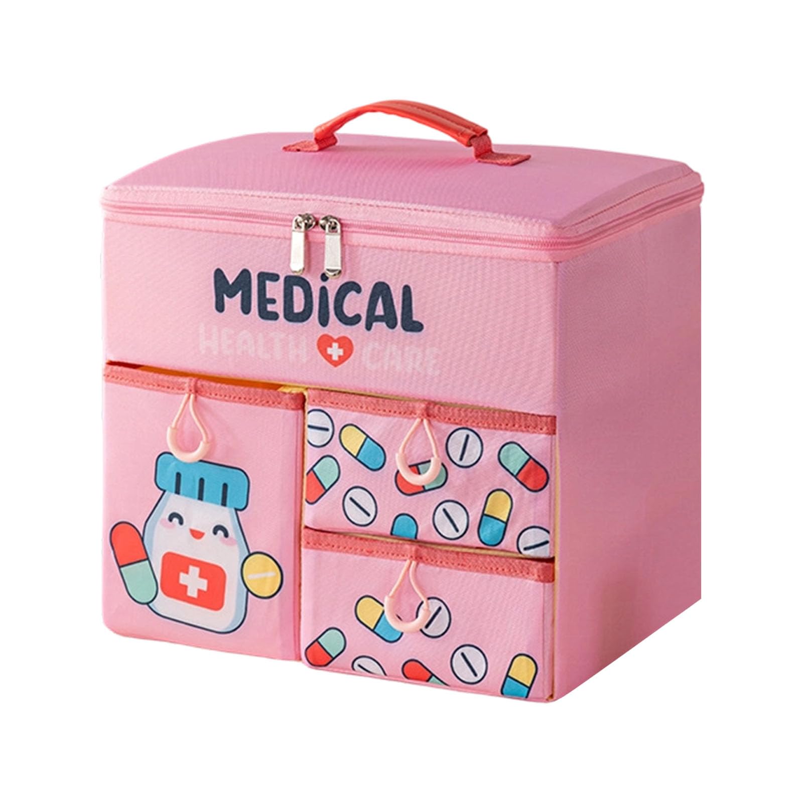 Hsioluted Foldable Multiple Layer Medicine Storage Organizers Portable Hand Carry Waterproof Polyester for Categorization Space Saving Storage Box