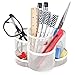 Rotating Mesh Metal 7 Compartment Desktop Office Supplies Storage Organizer Caddy, White