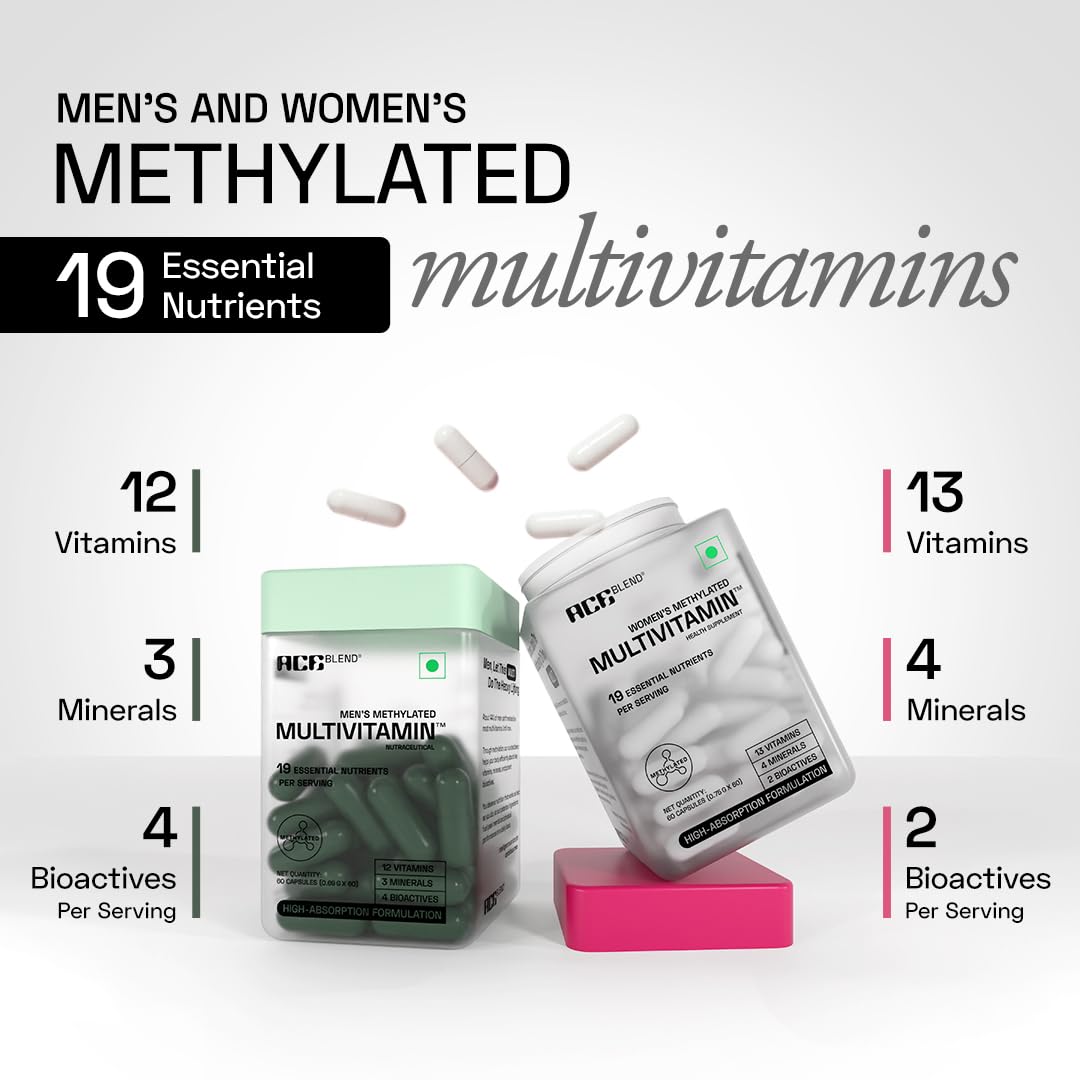 Ace Blend Multivitamin for Men and Women | Pack 60 each | Methylated Multivitamin with19 Essential Nutrients with Quatrefolic, MenaQ7 K2 & Vitashine D3 | Supports Hormonal Balance, Energy & Immunity — Amazon image 3