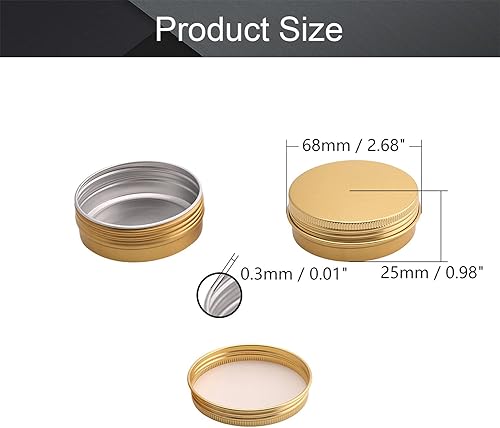 Vista 356 de Othmro Latas redondas de aluminio para tapas de metal, con tapa de rosca de 2.0 fl oz/2 onzas, 2.677 x 0.984 in (D* H) contenedores de aluminio