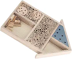 Caixa de Hotel de Abelha de Casa de Insetos de Madeira Com Túneis Tubulares, Feita de Madeira Platane, Diversão e Alegria para Seu Jardim, para Nidificação de Abelhas e Outros