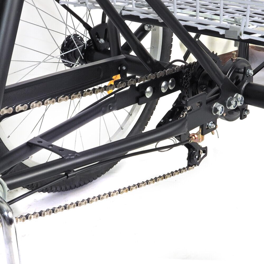 SHZICMY 61 cm (24 Zoll) faltbares Dreirad für Erwachsene, 7 Gänge, Cruiser, Trike, 3-Rad-Fahrrad, mit Einkaufskorb, 3-Rad-Senioren-Cruise-Trike, verstellbar für Einkaufen, Outdoor-Sportarten, Picknick
