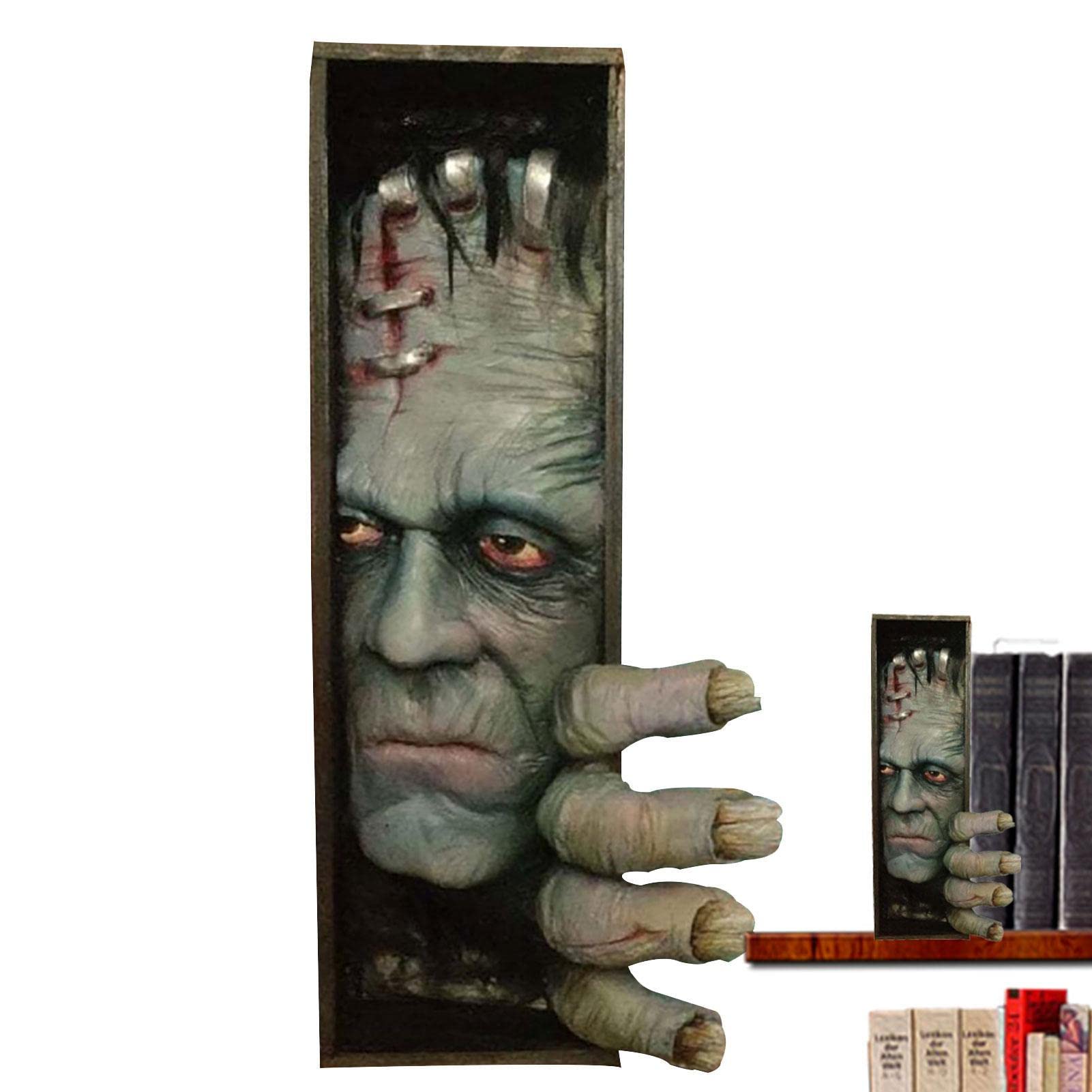 espiando en la estantería | Impresionantes sujetalibros Resina - Estantería Decoración Halloween Libro Decorativo Extremos Escultura Decoración para el hogar Decoración Oficina Uino
