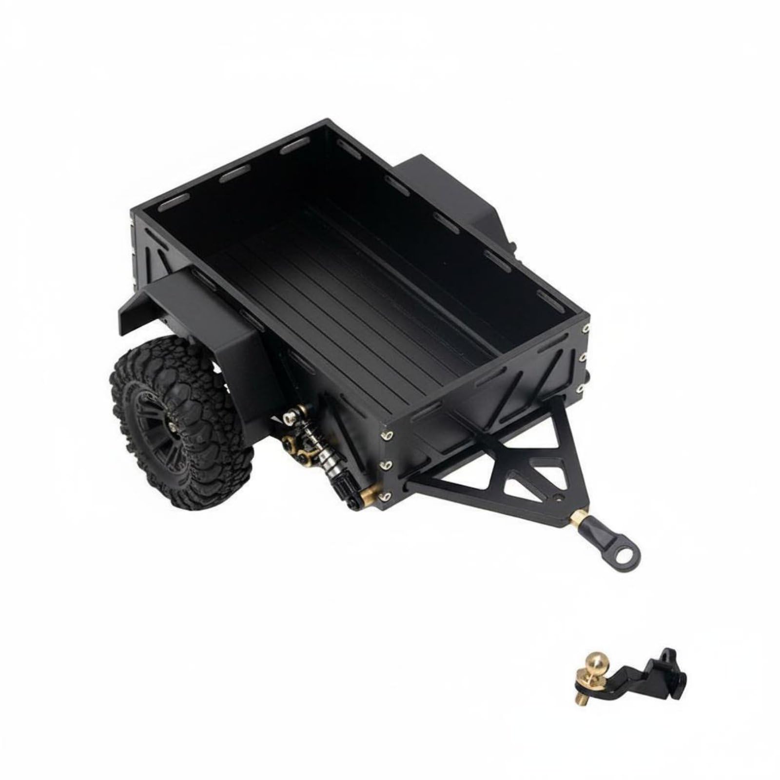 Rimorchio in 1:18 Accessorio Decorativo Piccolo Rimorchio Realistico Uso Fuoristrada Veicolo Telecomandato per Appassionati di Modellismo, Nero