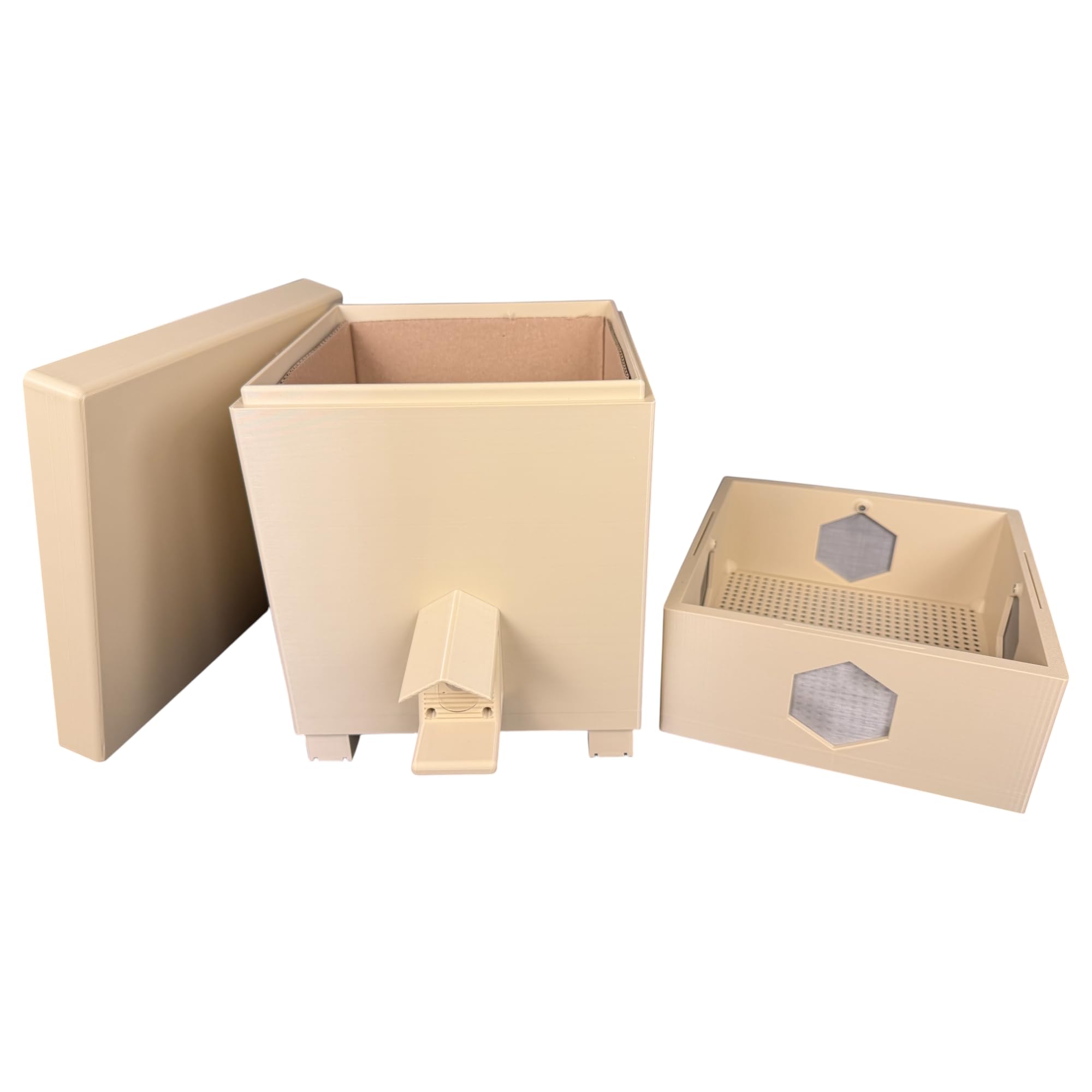 Premium Hummelhaus mit Klimaaufsatz, inkl. Nistmaterial & Schafwoll-Wärmevlies – wetterfest & langlebig (Beige)