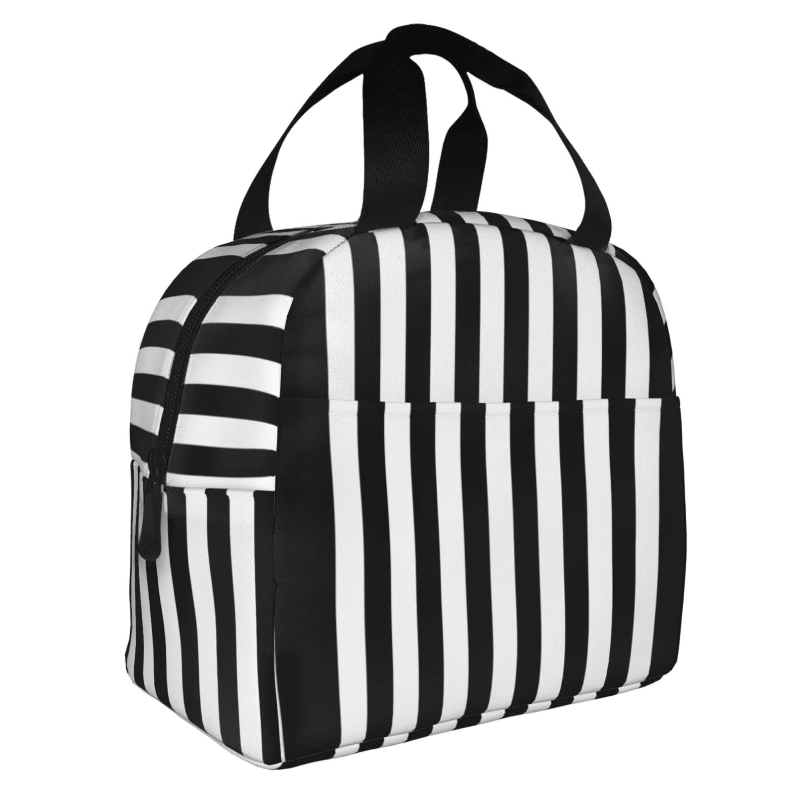 Futterya Borsa Portapranzo Isolata A Scacchi Bianco E Nero - 21x11x26 Cm, Tracolla Rimovibile, Per Lavoro E Ufficio