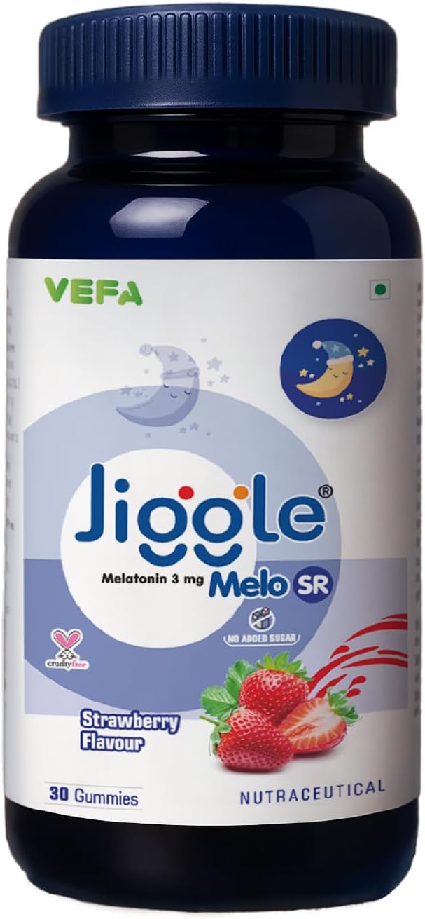 Jiggle Melo SR I 3mg Melatonin Gummies for Sleep I Sustained Release Melatonin | No Added Sugar I Non Habit Forming I Strawberry Flavour I 30 Gummies