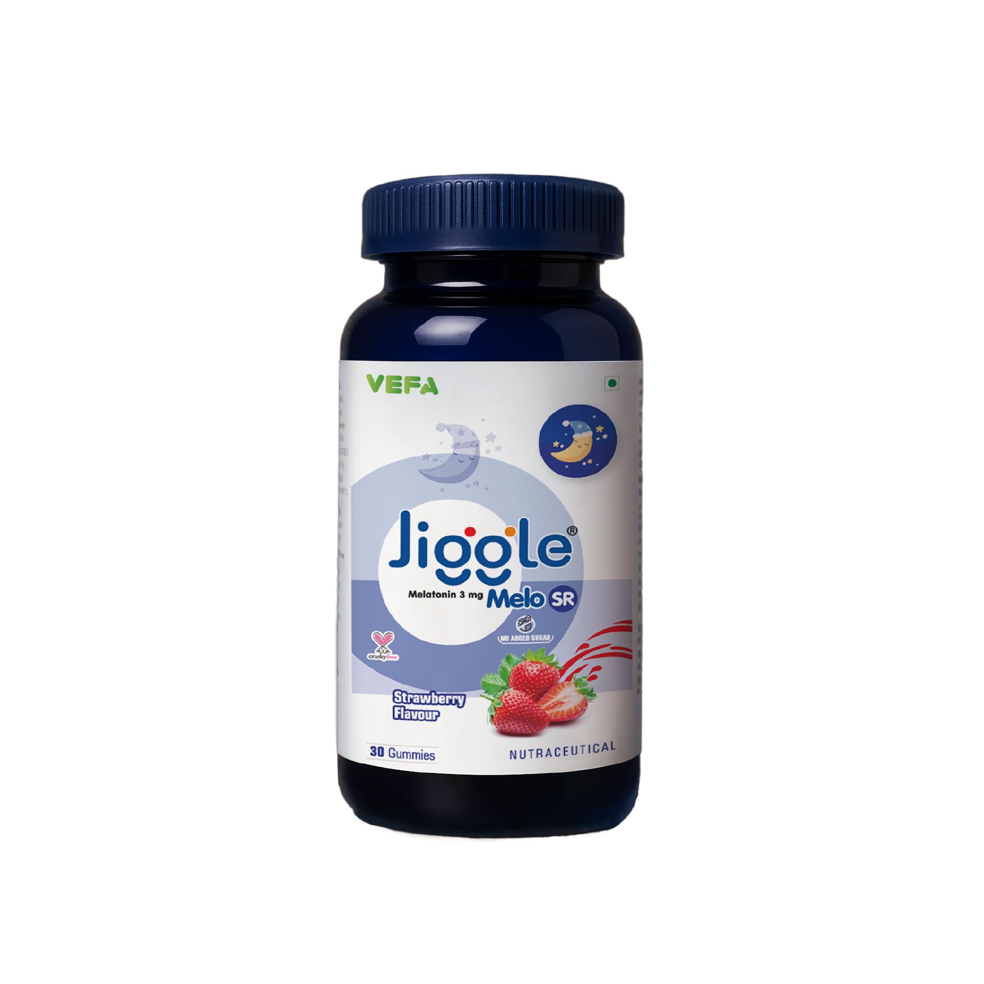 Jiggle Melo SR I Melatonin 3mg Gummies for Sleep I Sustained Release Melatonin | Helps Regulate Irregular Sleep-Wake Cycles | No Added Sugar I kids Friendly I Strawberry Flavour I 30 Gummies