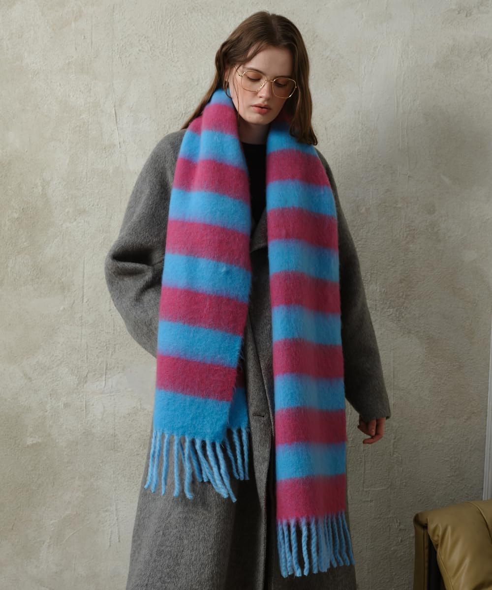 Women's Fall Winter Chunky Scarves Big Thick Warm Knit Blanket Scarf Long Oversized Striped Tassel Shawls Wraps - Image 2
