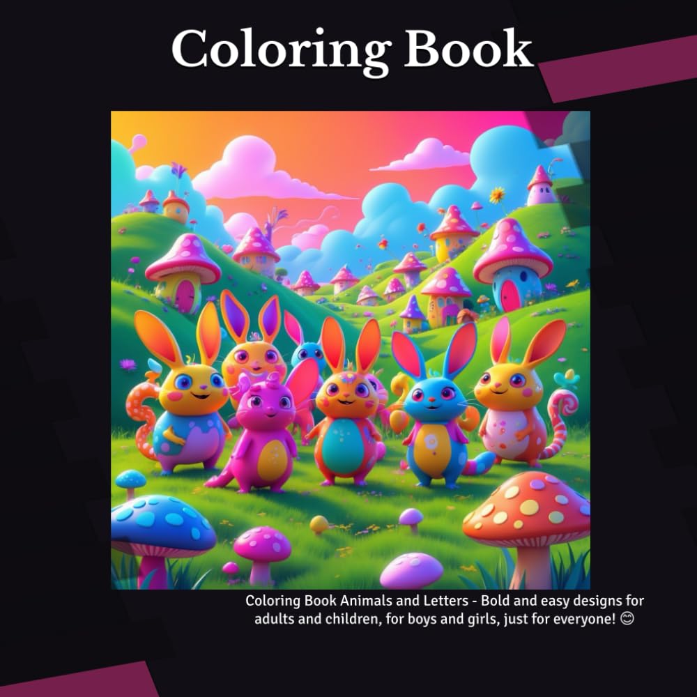 Charming Creatures and Alphabet Adventures- Coloring Book: Simple Designs for Joyful Creativity and Relaxation