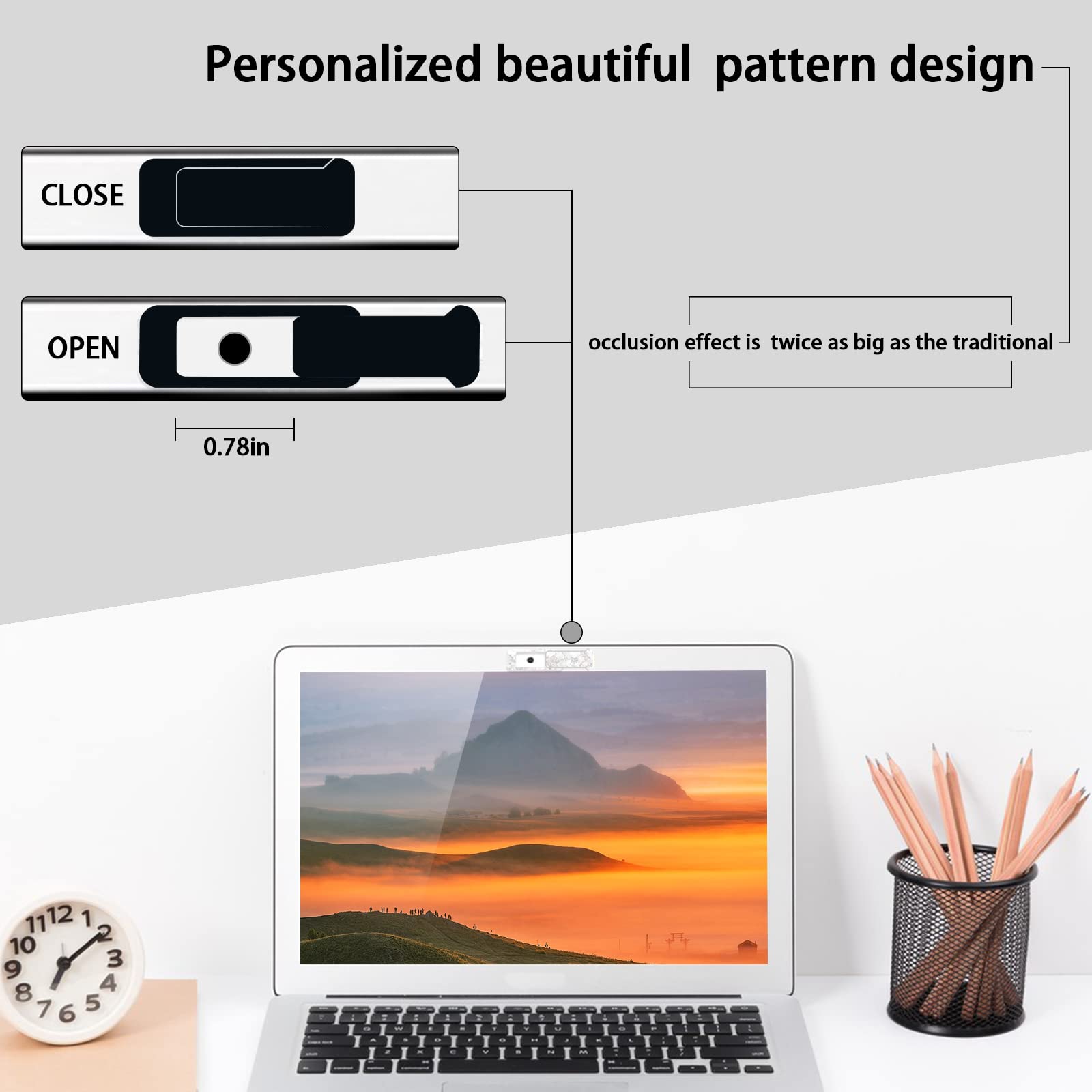 Webcam-Abdeckung, 6 Stück, Laptop-Kameraabdeckung, Privatsphäre-Abschirmung Kapazität ist doppelt so groß wie das traditionelle, Laptops, Tablets und so weiter (Schwarz 6-teiliges Pack)