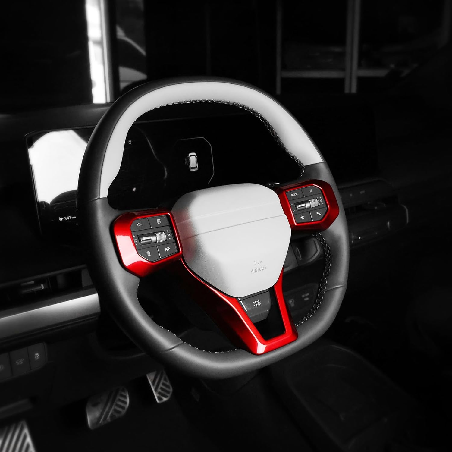 YOUTOOCAR 3PCS Steering Wheel Button Frame Covers Compatible with Kia K4 GT-Line Kia EV6 GT-Line 2025 Kia EV3 GT-Line Accessories (3, Red)