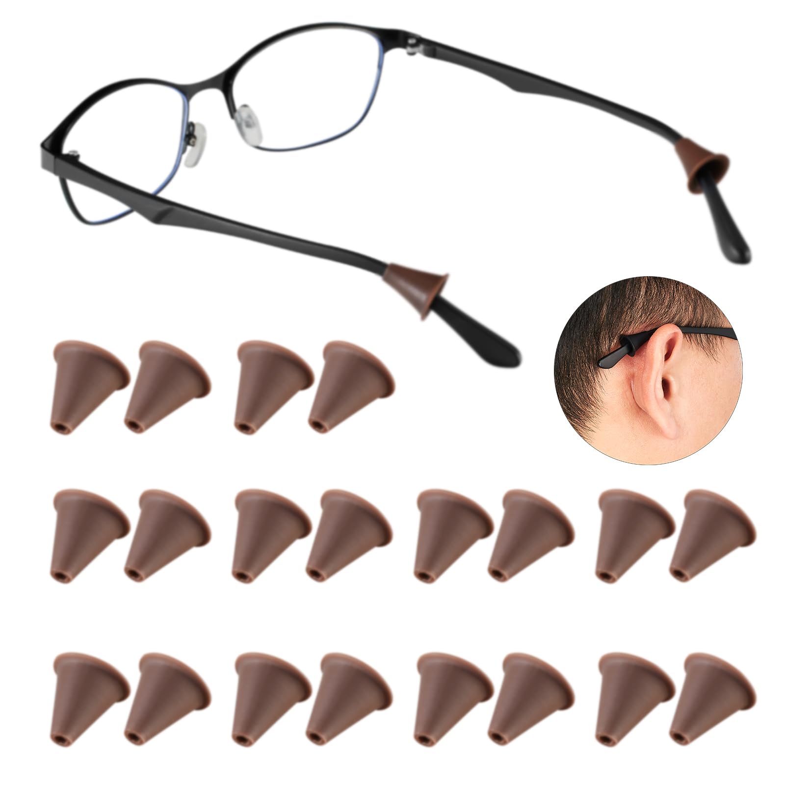 Anti-Slip Silicone Eyeglass Ear Grips - Soft Temple Tips & Hooks For Glasses & Sunglasses, Comfortable Secure Hold For All Ages