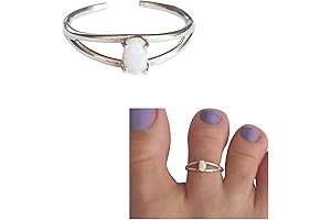 Handmade 5x3mm Oval White Opal GemStone Toe Ring, 925 Sterling Silver