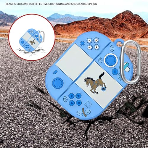 Image of Anvique Silicone Case Cover for Oneplus Nord Buds 4 Pro, Scratch Resistance, Shock Absorption, with Premium Carabiner (Horse SkyBlue)